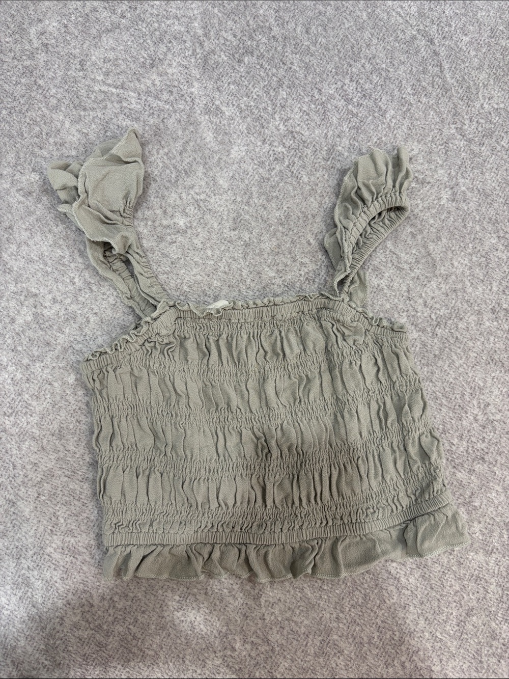 Smocked Ruffle Tank Top - Sage Green